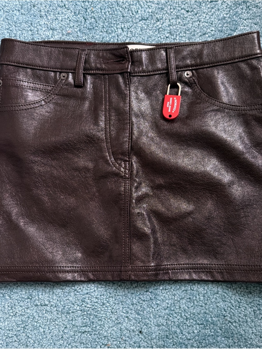 Fiorucci Chocolate Brown Faux Leather Mini Skirt